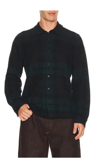 Rag & Bone Knit Plaid Dalton Shirt In Black