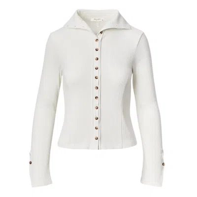 Rag & Bone Knit Rib Button Cardigan In White