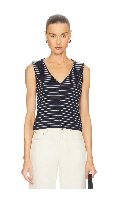 Rag & Bone Knit Stripe Button Up Tank Top In Multi
