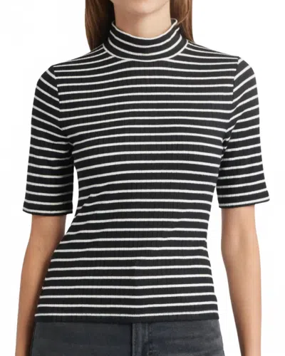 RAG & BONE KNIT STRIPE RIB TEE TOP IN BLACK MULTI