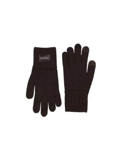 Rag & Bone Knit Touchscreen Gloves In Brown