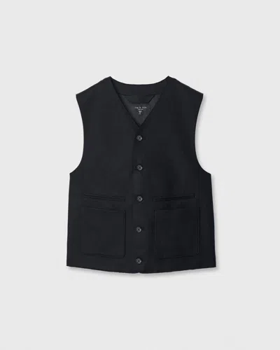 Rag & Bone Knit Wool Waistcoat In Black