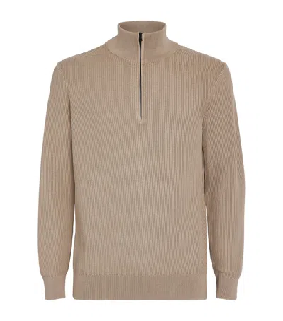 Rag & Bone Knitted Quarter-zip Sweater In Brown
