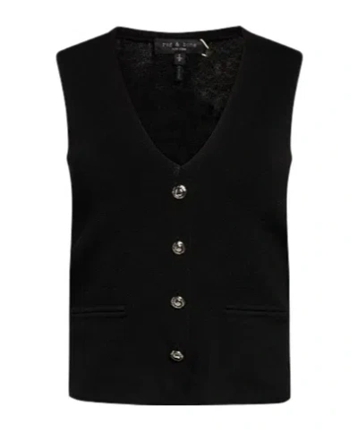 Rag & Bone Knitted Waistcoat In Black