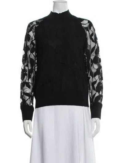 Pre-owned Rag & Bone Lace Pattern Mock Neck Sweater In Blue