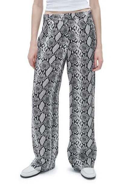 Rag & Bone Lace Print Silk Blend Wide Leg Pants In Gray