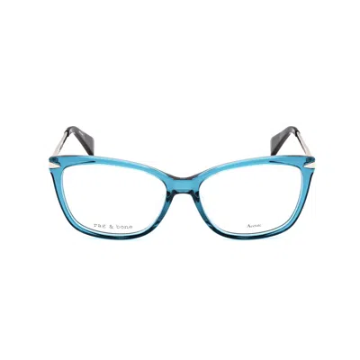 Rag & Bone Rag And Bone Ladies Blue Rectangular Eyeglass Frames Rnb3010 In Transparent