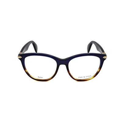 Rag & Bone Rag And Bone Ladies Blue Rectangular Eyeglass Frames Rnb3014-1 In Multi