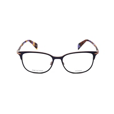 Rag & Bone Rag And Bone Ladies Blue Rectangular Eyeglass Frames Rnb3018 In Brown