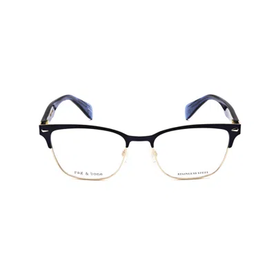 Rag & Bone Rag And Bone Ladies Blue Rectangular Eyeglass Frames Rnb3022-1 In Black