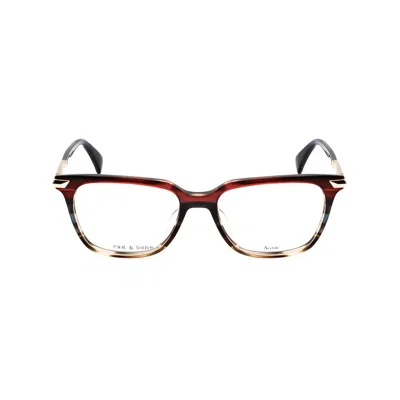 Rag & Bone Rag And Bone Ladies Blue Rectangular Eyeglass Frames Rnb3055-1 In Brown