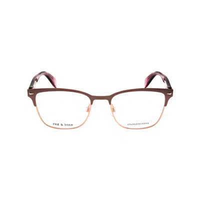 Rag & Bone Rag And Bone Ladies Brown Rectangular Eyeglass Frames Rnb3022 In Multi