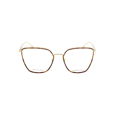 Rag & Bone Rag And Bone Ladies Brown Rectangular Eyeglass Frames Rnb3028 In Gold