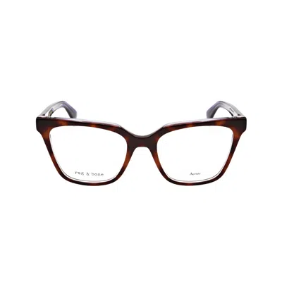 Rag & Bone Rag And Bone Ladies Brown Rectangular Eyeglass Frames Rnb3057 In Multi