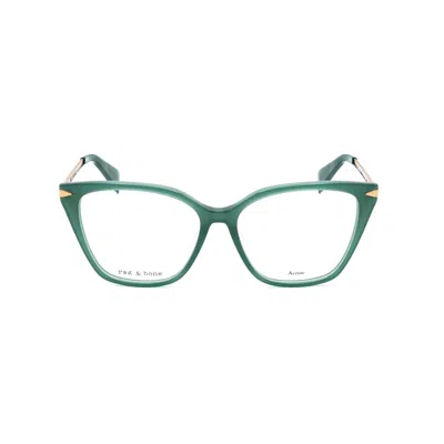 Rag & Bone Rag And Bone Ladies Green Rectangular Eyeglass Frames Rnb3005 In Gray