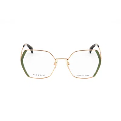 Rag & Bone Rag And Bone Ladies Green Rectangular Eyeglass Frames Rnb3079/g-1 In Gold