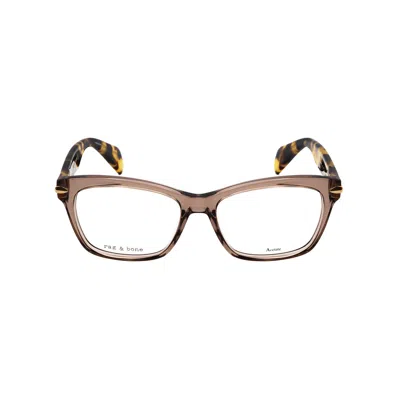 Rag & Bone Rag And Bone Ladies Grey Rectangular Eyeglass Frames Rnb3004 In Brown