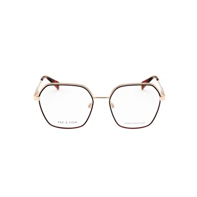 Rag & Bone Rag And Bone Ladies Red Rectangular Eyeglass Frames Rnb3072/g In Gold