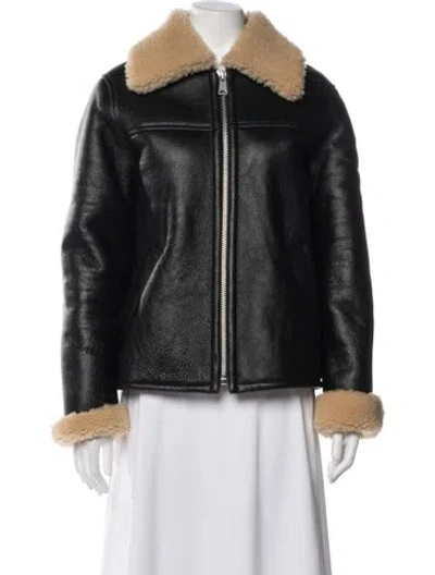 Pre-owned Rag & Bone Lamb Fur Biker Jacket In Black