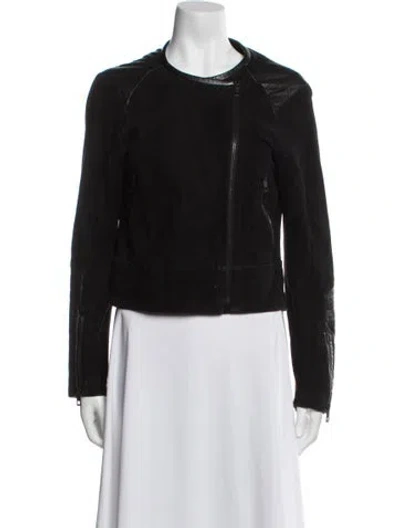 Pre-owned Rag & Bone Lamb Leather Biker Jacket In Black