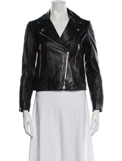 Pre-owned Rag & Bone Lamb Leather Biker Jacket In Black