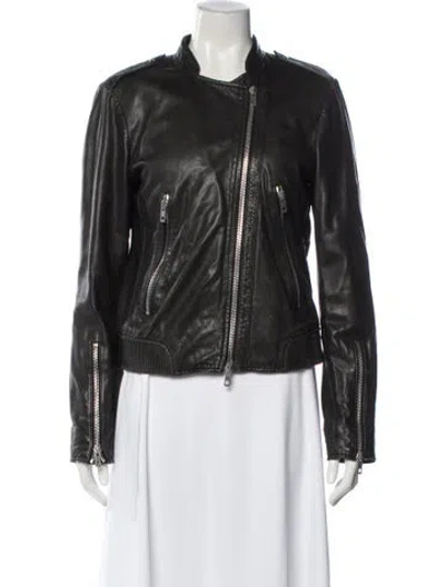 Pre-owned Rag & Bone Lamb Leather Biker Jacket In Black