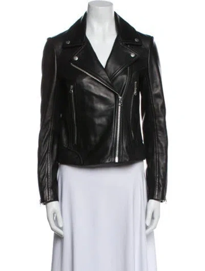Pre-owned Rag & Bone Lamb Leather Biker Jacket In Black