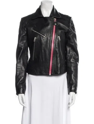 Pre-owned Rag & Bone Lamb Leather Biker Jacket In Black