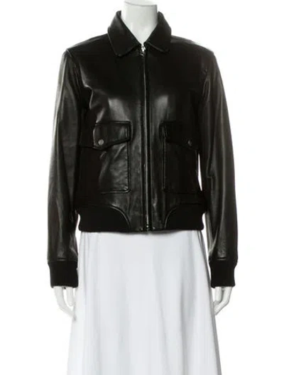 Pre-owned Rag & Bone Lamb Leather Biker Jacket In Black