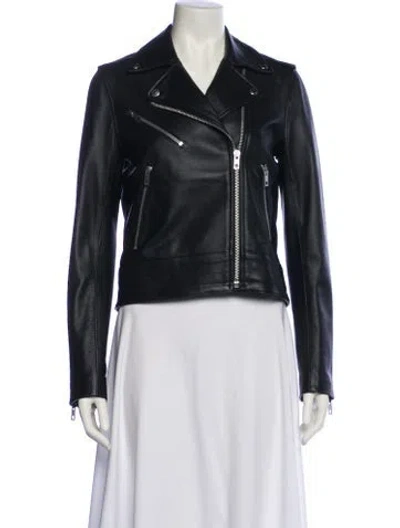 Pre-owned Rag & Bone Lamb Leather Biker Jacket In Black