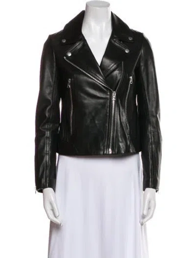Pre-owned Rag & Bone Lamb Leather Biker Jacket In Black