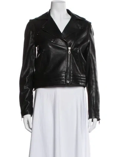 Pre-owned Rag & Bone Lamb Leather Biker Jacket In Black