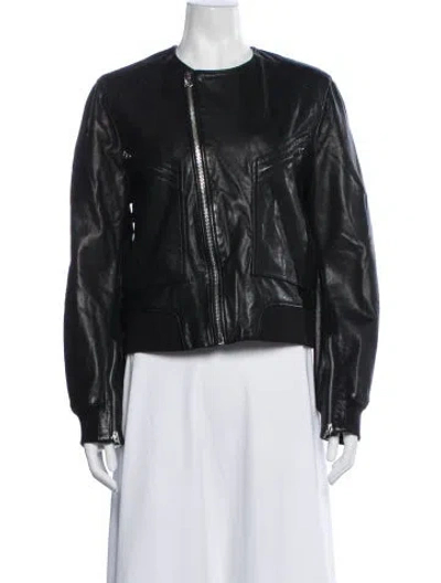 Pre-owned Rag & Bone Lamb Leather Biker Jacket In Black