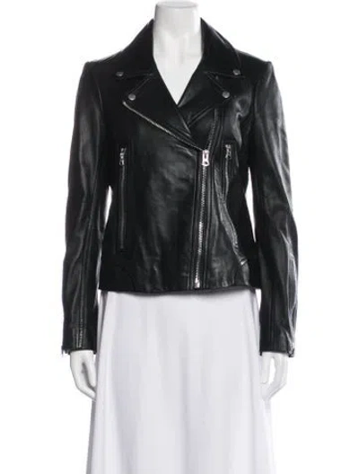 Pre-owned Rag & Bone Lamb Leather Biker Jacket In Black