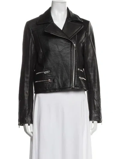 Pre-owned Rag & Bone Lamb Leather Biker Jacket In Black