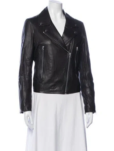 Pre-owned Rag & Bone Lamb Leather Biker Jacket In Black