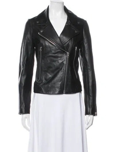 Pre-owned Rag & Bone Lamb Leather Biker Jacket In Black
