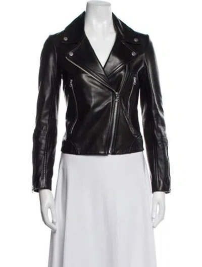 Pre-owned Rag & Bone Lamb Leather Biker Jacket In Black