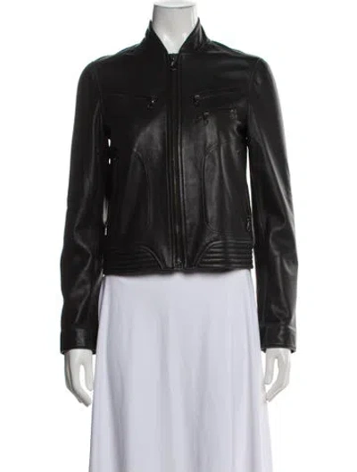 Pre-owned Rag & Bone Lamb Leather Biker Jacket In Black