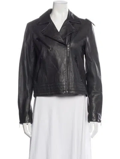 Pre-owned Rag & Bone Lamb Leather Biker Jacket In Black