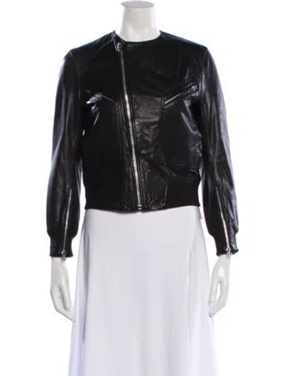 Pre-owned Rag & Bone Lamb Leather Biker Jacket In Black