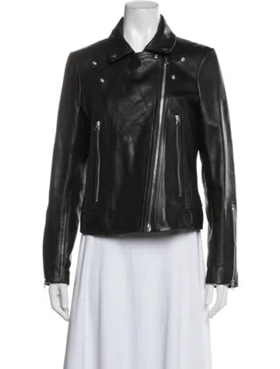Pre-owned Rag & Bone Lamb Leather Biker Jacket In Black