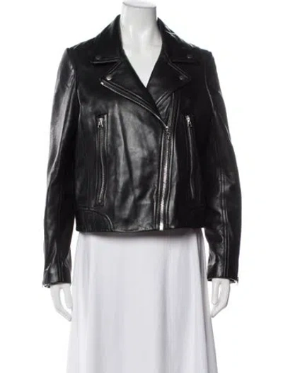 Pre-owned Rag & Bone Lamb Leather Biker Jacket In Black