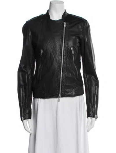 Pre-owned Rag & Bone Lamb Leather Biker Jacket In Black