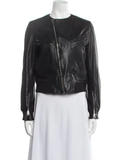 Pre-owned Rag & Bone Lamb Leather Biker Jacket In Black