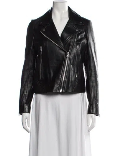 Pre-owned Rag & Bone Lamb Leather Biker Jacket In Black
