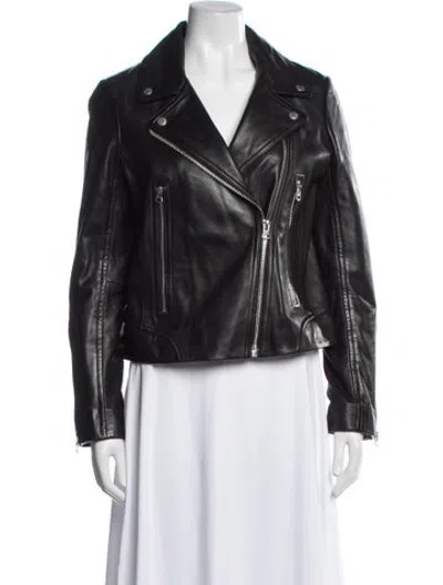 Pre-owned Rag & Bone Lamb Leather Biker Jacket In Black