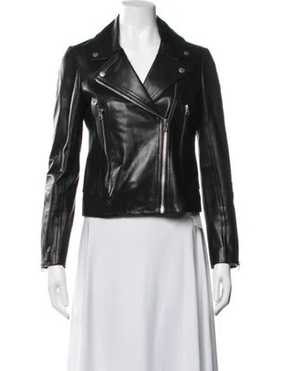 Pre-owned Rag & Bone Lamb Leather Biker Jacket In Black