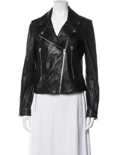 Pre-owned Rag & Bone Lamb Leather Biker Jacket In Black