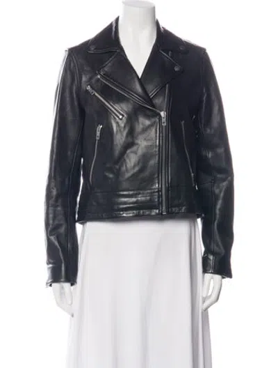 Pre-owned Rag & Bone Lamb Leather Biker Jacket In Black